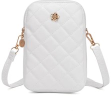 Kensen Shop Beyaz Stil Yeni Kadın Telefon Crossbody Çanta Eşkenar Dörtgen Nakış Omuz Askılı Çanta Basit Taşınabilir Bozuk Para Cüzdanı Kılıflı Çanta Kızlar Için Çanta (Yurt Dışından)