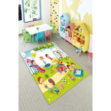 Pelangi Desenli Renkli Dijital Baskılı Yıkanabilir Kaymaz Taban Modern Mutfak Halısı (Süngersiz)