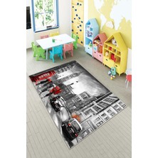 Pelangi Desenli Renkli Dijital Baskılı Yıkanabilir Kaymaz Taban Modern Mutfak Halısı (Süngersiz)