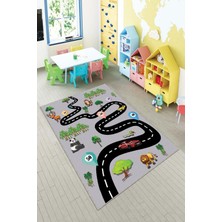 Pelangi Ekonomik Desenli Renkli Dijital Baskı Yıkanabilir Kaymaz Taban Modern Çocuk Halısı.(Süngersiz)