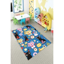 Pelangi Desenli Renkli Dijital Baskılı Yıkanabilir Kaymaz Taban Modern Mutfak Halısı (Süngersiz)