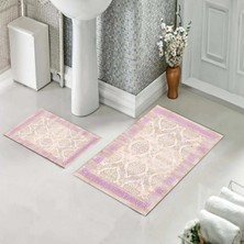 Pelangi Banyo Halısı Ikili Klozet Takımı Kaymaz Tabanlı (60 cm x 100 cm + 40 cm x 60 Cm)