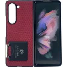 Nettech Samsung Galaxy Z Fold 5 Uyumlu Suni Deri Arka Koruma Kılıf - Kırmızı