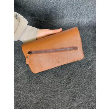 Sanat Leather SL-312 Hakiki Deri Çok Işlevli Özel Portföy Kartlık Bölmeli El Çantası 22,5 Cm×13,5 cm Sanat Leather