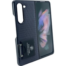 Nettech Samsung Galaxy Z Fold 4 Uyumlu Suni Deri Arka Koruma Kılıf - Lacivert