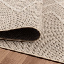 Carpettex Balkon Teras Bahçe Mutfak Dış Mekan Halısı Iskandinav Tarzı Geometrik Desenli Bej Renkli Halı