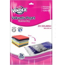 Vindex Vakumlu Giyisi Yastık Yorgan Saklama Torbası Poşeti Hurç -Xx Large -80X100 Cm. -2'li 10 Paket
