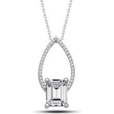 Serra Jewels Gümüş Baget Taşlı Damla Kadın Kolye