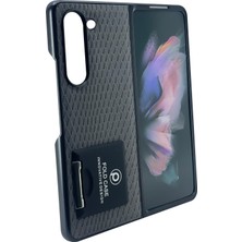 Nettech Samsung Galaxy Z Fold 4 Uyumlu Suni Deri Arka Koruma Kılıf - Gri