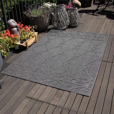 Carpettex Balkon Teras Bahçe Dış Mekan Halısı Iskandinav Desenli Gri Renkli Halı