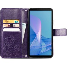 Yihang Boutique Sony Xperia 10 Iii Flip Kapak Için Dört Yapraklı Yonca Kısa Kayış Telefon Kılıfı (Yurt Dışından)