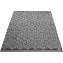 Carpettex Balkon Teras Bahçe Mutfak Dış Mekan Halısı Iskandinav Tarzı Karo Desenli Gri Renkli Halı
