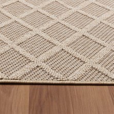 Carpettex Balkon Teras Bahçe Mutfak Dış Mekan Halısı Iskandinav Tarzı Karo Desenli Bej Renkli Halı