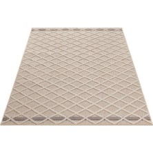 Carpettex Balkon Teras Bahçe Mutfak Dış Mekan Halısı Iskandinav Tarzı Karo Desenli Bej Renkli Halı