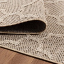 Carpettex Balkon Mutfak Teras Bahçe Dış Mekan Halısı Iskandinav Desenli Bej Renkli Halı