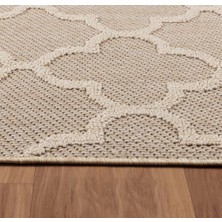 Carpettex Balkon Mutfak Teras Bahçe Dış Mekan Halısı Iskandinav Desenli Bej Renkli Halı