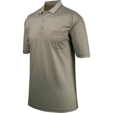 Çizgi Triko Erkek Büyük Beden Polo Yaka Düğmeli Cepli T-Shirt Klasik Kalıp