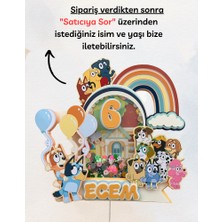 Cake Topper Bluey Temalı Kişiye Özel Kız Erkek Çocuk Doğum Günü Pasta Süsü - Bluey Temalı Cake TOPPER(20X19CM)
