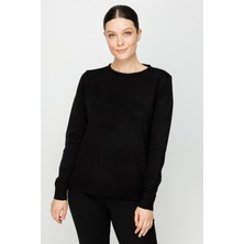 Accort Bisiklet Yaka Basic Triko Kazak - Siyah