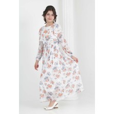 Asortix Kız Çocuk  Tam Boy Çiçekli Iç Göstermeyen Astarlı Uzun Şifon ELBISE-ELB-0039