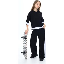 Asortix Kız Çocuk %100 Pamuk Oversize Yarım Kol Alt-Üst Eşofman Takım-AÜT-0008