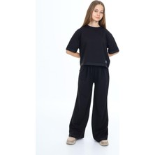 Asortix Kız Çocuk %100 Pamuk Oversize Yarım Kol Alt-Üst Eşofman Takım-AÜT-0007