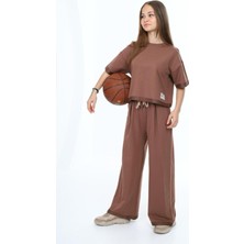 Asortix Kız Çocuk %100 Pamuk Oversize Yarım Kol Alt-Üst Eşofman Takım-AÜT-0007