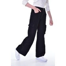 Asortix Çocuk Kargo Cep Yüksek Bel Wide Leg Kot PANTOLON-PNT-0038