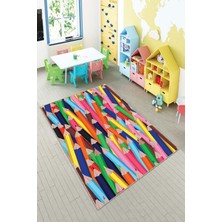 Pelangi Ekonomik Desenli Renkli Dijital Baskı Yıkanabilir Kaymaz Taban Modern Çocuk Halısı.(Süngersiz)
