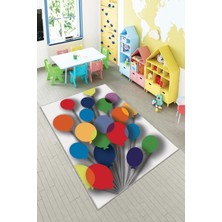 Pelangi Ekonomik Desenli Renkli Dijital Baskı Yıkanabilir Kaymaz Taban Modern Çocuk Halısı.(Süngersiz)