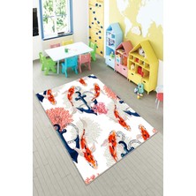 Pelangi Desenli Renkli Dijital Baskılı Yıkanabilir Kaymaz Taban Modern Mutfak Halısı (Süngersiz)