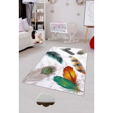 Pelangi Desenli Renkli Dijital Baskılı Yıkanabilir Kaymaz Taban Modern Mutfak Halısı (Süngersiz)