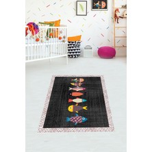 Pelangi Balık Desenli Dijital Baskı Yıkanabilir Kaymaz Taban Çocuk Genç Odası Halısı (Süngersiz)