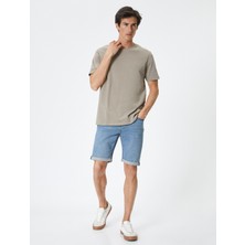 Koton Kot Şort Slim Fit Düğmeli Cepli Katlı Paça