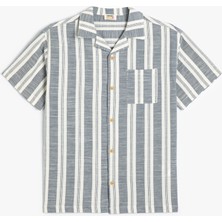 Koton Kısa Kollu Pamuklu Gömlek Erkek Çocuk İçin Çizgili Günlük Stil Tek Cep Detaylı
