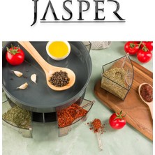 JASPER  Jasper 360° Dönerli Iki Katlı Çok Amaçlı 6 Bölmeli Çekmeceli Kaşıklı Baharatlık Gıda Organizeri