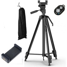 Dymax 135CM Tripod Ios ve Android Uyumlu Bluetooth Kumandalı Tripot Cep Telefonu Video Kamera Projeksiyon Cihazı Uyumlu Telefon Tutuculu Üç Ayak Tripod