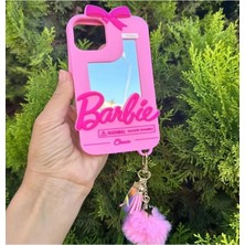 DSD Aksesuar Phone 12 Uyumlu Aynalı Ponponlu Barbie Silikon Kılıf