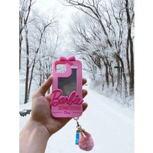 DSD Aksesuar Phone 12 Uyumlu Aynalı Ponponlu Barbie Silikon Kılıf