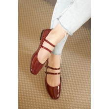 Mida Shoes Bordo Rugan Çapraz Bantlı Kadın Babet