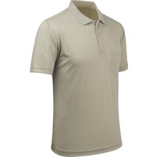 Çizgi Triko Erkek Büyük Beden Polo Yaka Düğmeli Cepli T-Shirt Klasik Kalıp