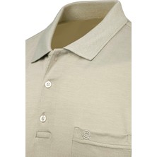 Çizgi Triko Erkek Büyük Beden Polo Yaka Düğmeli Cepli T-Shirt Klasik Kalıp