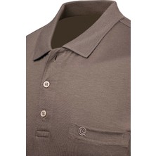 Çizgi Triko Erkek Büyük Beden Polo Yaka Düğmeli Cepli T-Shirt Klasik Kalıp