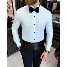 Terzi Adem Altun İtalyan kesim damatlık slim fit ata yaka erkek gömlek T7217