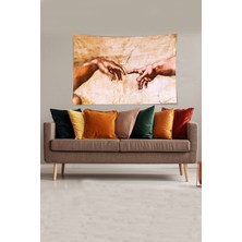 Pelangi Bej  Yaratılışı Leke Tutmaz Kadife Kumaş Duvar Örtüsü Duvar Halısı Tapestry