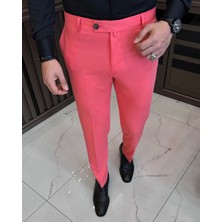 Terzi Adem Altun Italyan Stil Slim Fit Erkek Pantolon Pembe T11624