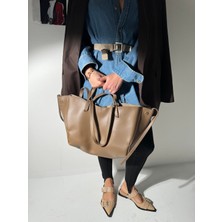 Eataly Shoes Pinte Sütlü Kahve Büyük Boy Cep Çanta Detaylı Şık Görünüm ve Ergonomik Tasarım