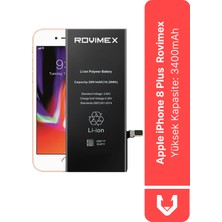 Rovimex Apple iPhone 8 plus Yüksek Kapasite Batarya Pil - 3400 mAh