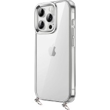 Hippi iPhone 12 Pro Max Uyumlu Darbe Emici Dayanıklı Sert Şeffaf Silikonlu Askılı Telefon Kılıfı