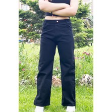 Asortix Kız Çocuk Komple Bel Lastikli Bol Paça Rahat Günlük Jean Kot PANTOLON-PNT-0017